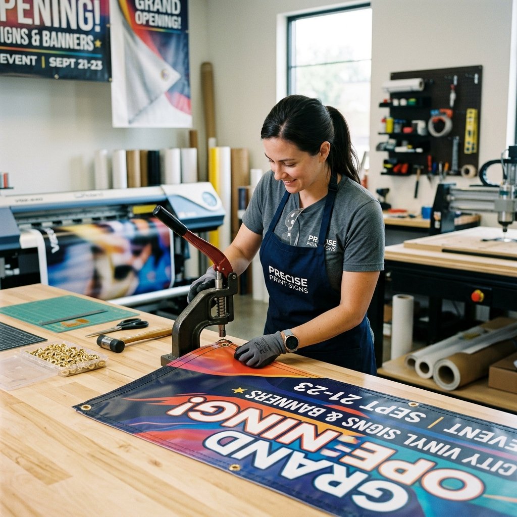 Vinyl Banner Finishing with Brass Grommets